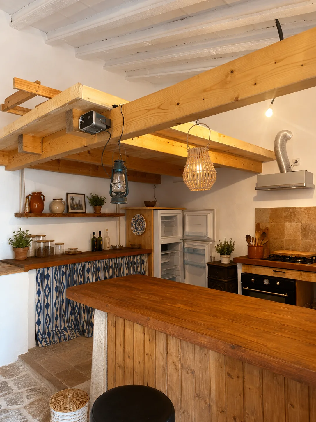 Finca kitchen prepared for guest hospitality